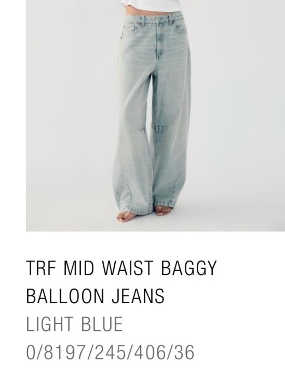 Zara Light Blue Barrel Wide-Leg Tapered Jeans